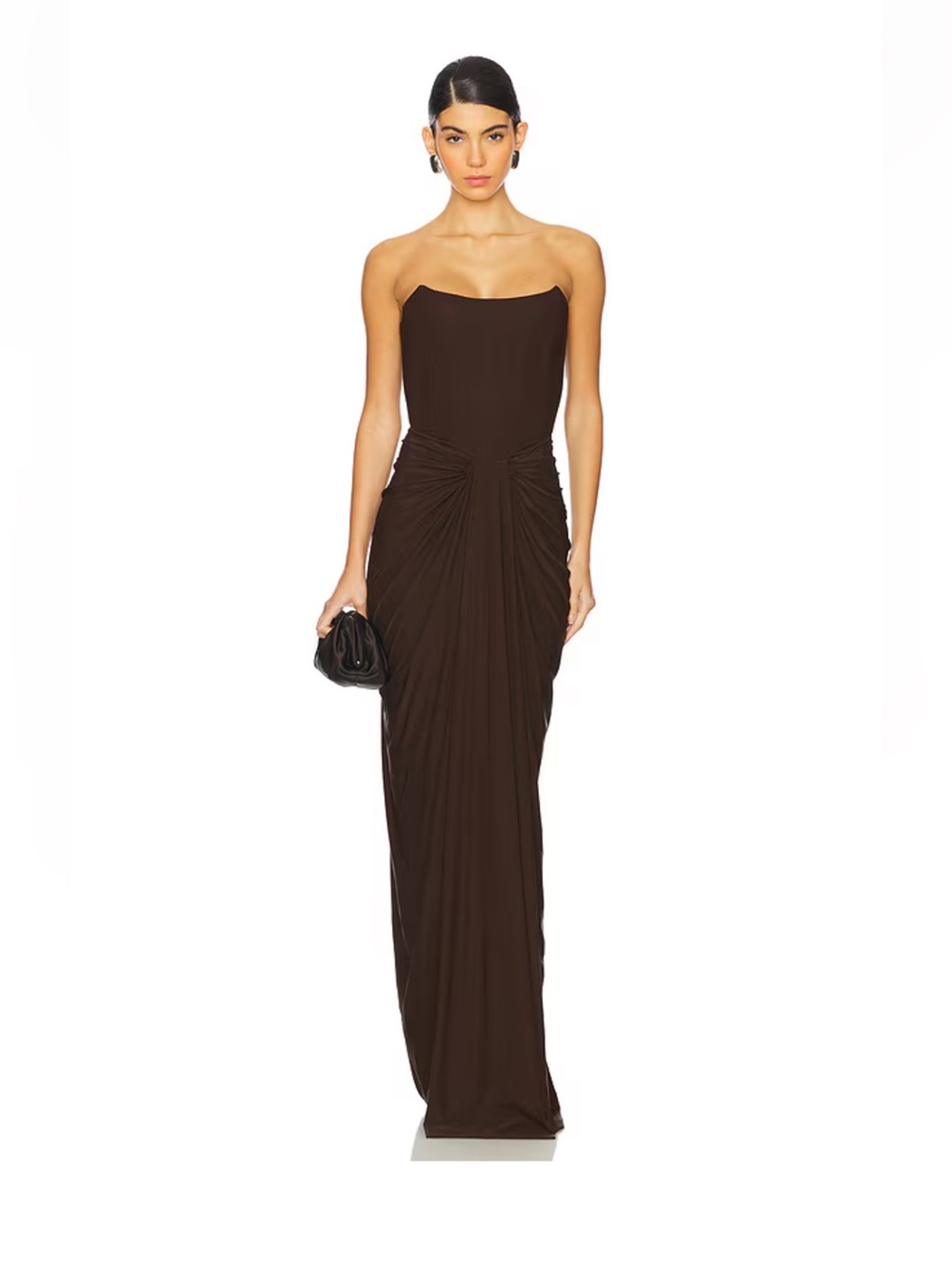 Strapless Dark Brown Maxi Dress - Classic Evening Gown